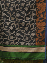 Load image into Gallery viewer, Green Cotton Handwoven Saree With Floral Designs