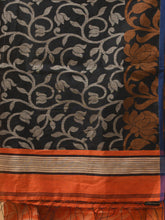Load image into Gallery viewer, Orange Cotton Handwoven Saree With Floral Designs