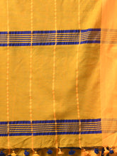 Load image into Gallery viewer, Blue And Yellow Cotton Handwoven Saree With Check Box Pattern