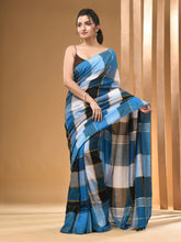 Load image into Gallery viewer, Multicolor Cotton Handwoven Saree With Check Box Pattern