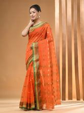 Load image into Gallery viewer, Orange Pure Cotton Tant Saree With Woven Designs