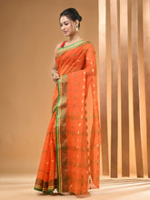 Load image into Gallery viewer, Orange Pure Cotton Tant Saree With Woven Designs