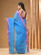Load image into Gallery viewer, Sky Blue Pure Cotton Tant Saree With Woven Designs
