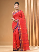 Load image into Gallery viewer, Red Pure Cotton Tant Saree With Woven Designs