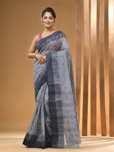 Load image into Gallery viewer, Grey Pure Cotton Tant Saree With Woven Designs