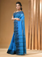Load image into Gallery viewer, Sky Blue Pure Cotton Tant Saree With Woven Designs
