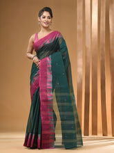 Load image into Gallery viewer, Castleton Green Pure Cotton Tant Saree With Woven Designs