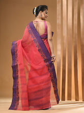 Load image into Gallery viewer, Salmon Red Pure Cotton Tant Saree With Woven Designs