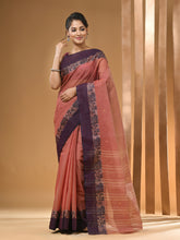 Load image into Gallery viewer, Blush Red Pure Cotton Tant Saree With Woven Designs
