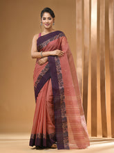 Load image into Gallery viewer, Blush Red Pure Cotton Tant Saree With Woven Designs