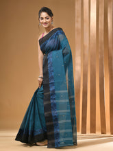 Load image into Gallery viewer, Teal Blue Pure Cotton Tant Saree With Woven Designs