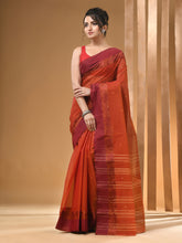 Load image into Gallery viewer, Rust Pure Cotton Tant Saree With Woven Designs