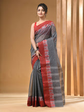 Load image into Gallery viewer, Grey Pure Cotton Tant Saree With Woven Designs