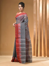 Load image into Gallery viewer, Grey Pure Cotton Tant Saree With Woven Designs