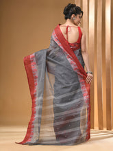 Load image into Gallery viewer, Grey Pure Cotton Tant Saree With Woven Designs