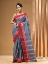 Load image into Gallery viewer, Grey Pure Cotton Tant Saree With Woven Designs