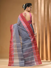 Load image into Gallery viewer, Grey Pure Cotton Tant Saree With Woven Designs