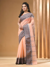 Load image into Gallery viewer, Peach Pure Cotton Tant Saree With Woven Designs