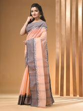 Load image into Gallery viewer, Peach Pure Cotton Tant Saree With Woven Designs