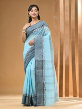 Load image into Gallery viewer, Baby Blue Pure Cotton Tant Saree With Woven Designs