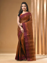 Load image into Gallery viewer, Peanut Brown Pure Cotton Tant Saree With Woven Designs