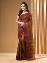 Load image into Gallery viewer, Peanut Brown Pure Cotton Tant Saree With Woven Designs
