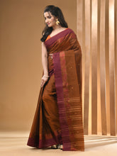 Load image into Gallery viewer, Peanut Brown Pure Cotton Tant Saree With Woven Designs