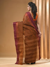 Load image into Gallery viewer, Peanut Brown Pure Cotton Tant Saree With Woven Designs