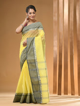 Load image into Gallery viewer, Lemon Yellow Pure Cotton Tant Saree With Woven Designs