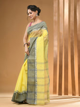 Load image into Gallery viewer, Lemon Yellow Pure Cotton Tant Saree With Woven Designs