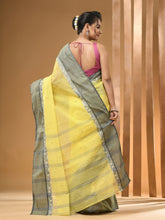 Load image into Gallery viewer, Lemon Yellow Pure Cotton Tant Saree With Woven Designs