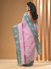 Load image into Gallery viewer, Crepe Pink Pure Cotton Tant Saree With Woven Designs