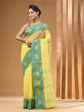 Load image into Gallery viewer, Lemon Yellow Pure Cotton Tant Saree With Woven Designs