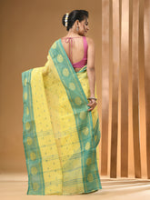 Load image into Gallery viewer, Lemon Yellow Pure Cotton Tant Saree With Woven Designs