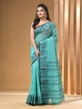 Load image into Gallery viewer, Sea Green Pure Cotton Tant Saree With Woven Designs