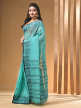 Load image into Gallery viewer, Sea Green Pure Cotton Tant Saree With Woven Designs