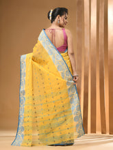 Load image into Gallery viewer, Bright Yellow Pure Cotton Tant Saree With Woven Designs