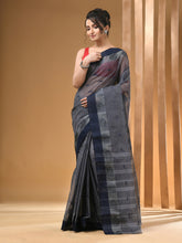 Load image into Gallery viewer, Grey Pure Cotton Tant Saree With Woven Designs