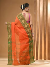 Load image into Gallery viewer, Orange Pure Cotton Tant Saree With Woven Designs