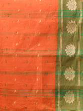 Load image into Gallery viewer, Orange Pure Cotton Tant Saree With Woven Designs