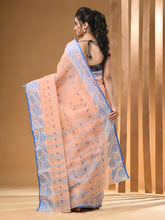 Load image into Gallery viewer, Peach Pure Cotton Tant Saree With Woven Designs