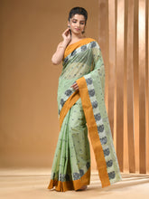 Load image into Gallery viewer, Olive Green Pure Cotton Tant Saree With Woven Designs