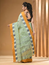 Load image into Gallery viewer, Olive Green Pure Cotton Tant Saree With Woven Designs