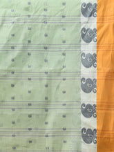 Load image into Gallery viewer, Olive Green Pure Cotton Tant Saree With Woven Designs