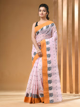 Load image into Gallery viewer, Baby Pink Pure Cotton Tant Saree With Woven Designs
