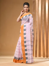 Load image into Gallery viewer, Baby Pink Pure Cotton Tant Saree With Woven Designs