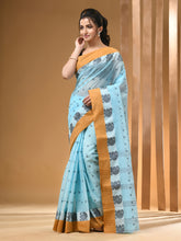 Load image into Gallery viewer, Sky Blue Pure Cotton Tant Saree With Woven Designs