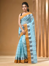 Load image into Gallery viewer, Sky Blue Pure Cotton Tant Saree With Woven Designs