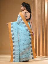 Load image into Gallery viewer, Sky Blue Pure Cotton Tant Saree With Woven Designs