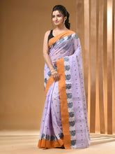 Load image into Gallery viewer, Lavender Pure Cotton Tant Saree With Woven Designs